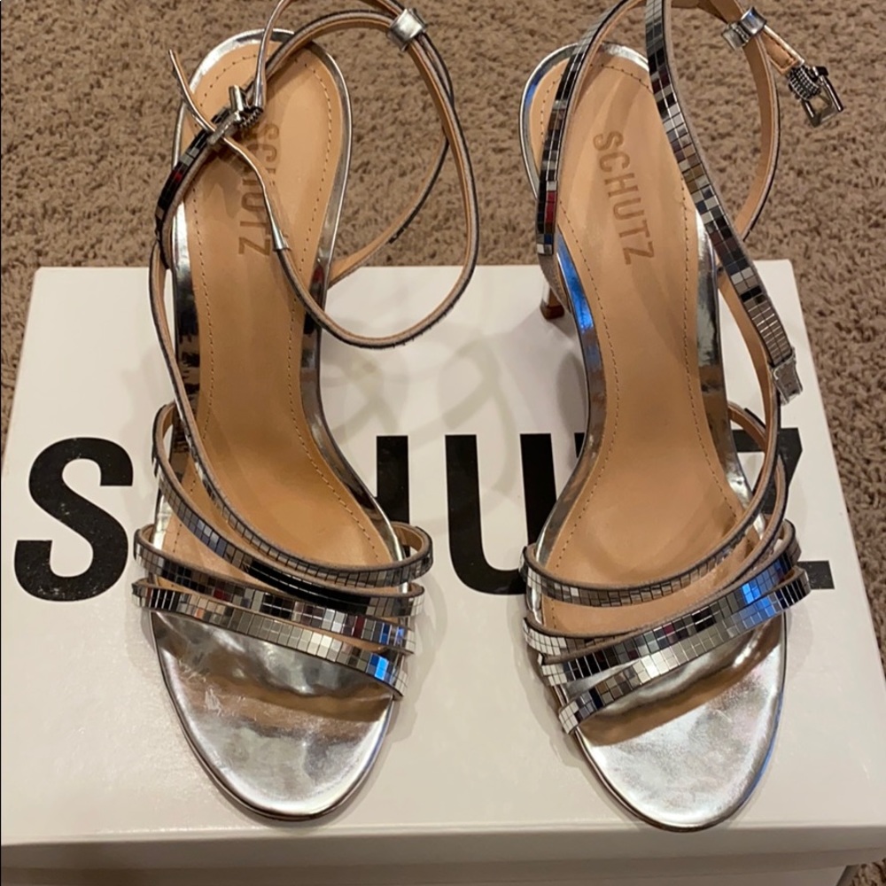 Silver strapped high heels